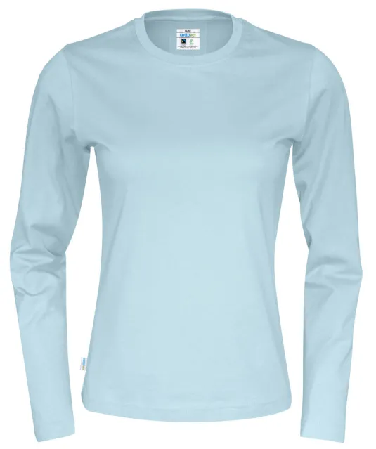 T-SHIRT LONG SLEEVE LADY - GOTS GECERTIFICEERD Lichtblauw