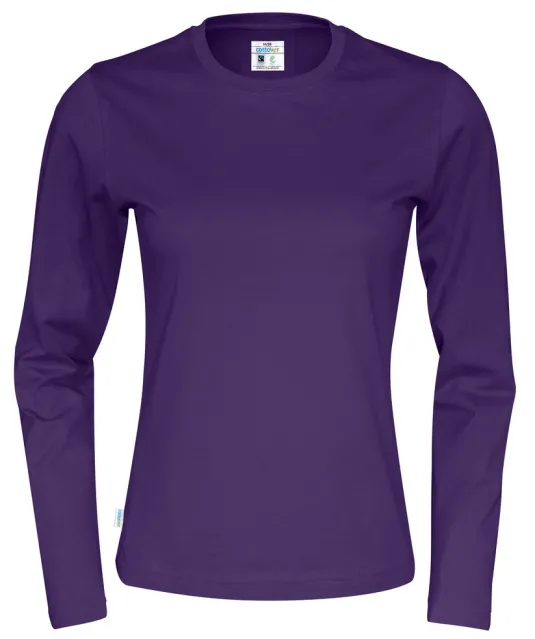 T-SHIRT LONG SLEEVE LADY - GOTS GECERTIFICEERD Paars