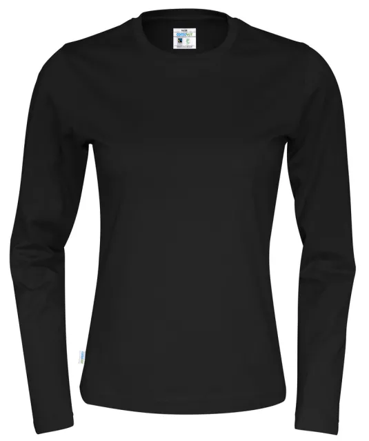 T-SHIRT LONG SLEEVE LADY - GOTS GECERTIFICEERD Zwart