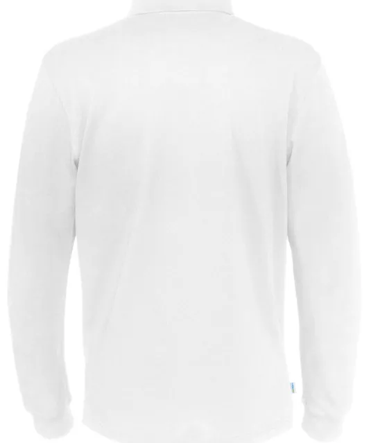 POLO PIQUE LONG SLEEVE MAN - GOTS GECERTIFICEERD Wit
