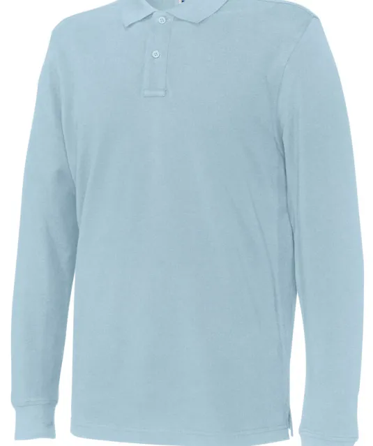POLO PIQUE LONG SLEEVE MAN - GOTS GECERTIFICEERD Lichtblauw