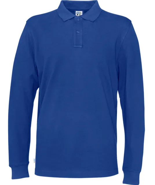 POLO PIQUE LONG SLEEVE MAN - GOTS GECERTIFICEERD Blauw