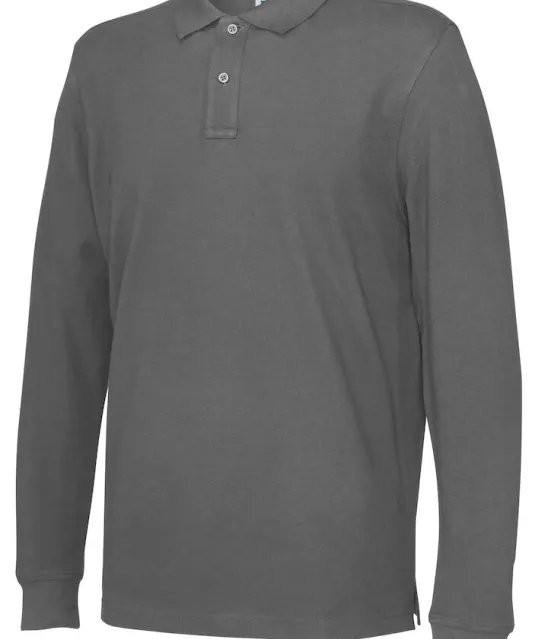 POLO PIQUE LONG SLEEVE MAN - GOTS GECERTIFICEERD Wit