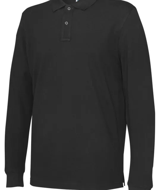 POLO PIQUE LONG SLEEVE MAN - GOTS GECERTIFICEERD Zwart