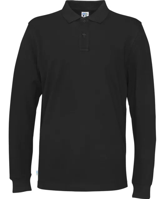 POLO PIQUE LONG SLEEVE MAN - GOTS GECERTIFICEERD Zwart