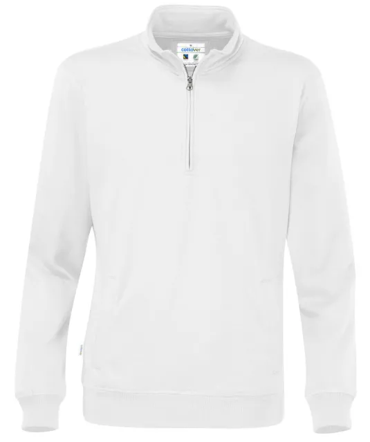 SWEATER HALF ZIP UNISEX - GOTS GECERTIFICEERD Wit