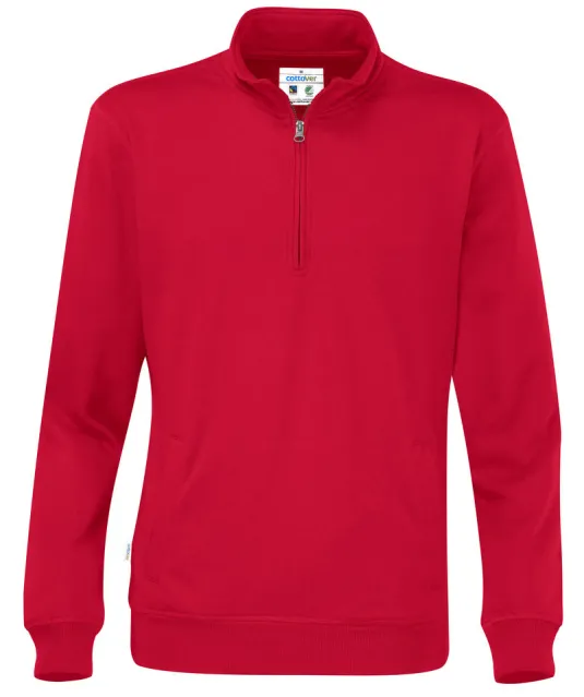 SWEATER HALF ZIP UNISEX - GOTS GECERTIFICEERD Rood