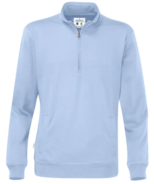 SWEATER HALF ZIP UNISEX - GOTS GECERTIFICEERD Lichtblauw
