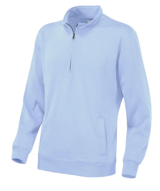 SWEATER HALF ZIP UNISEX - GOTS GECERTIFICEERD Lichtblauw