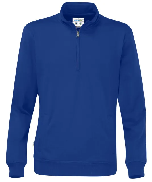 SWEATER HALF ZIP UNISEX - GOTS GECERTIFICEERD Blauw