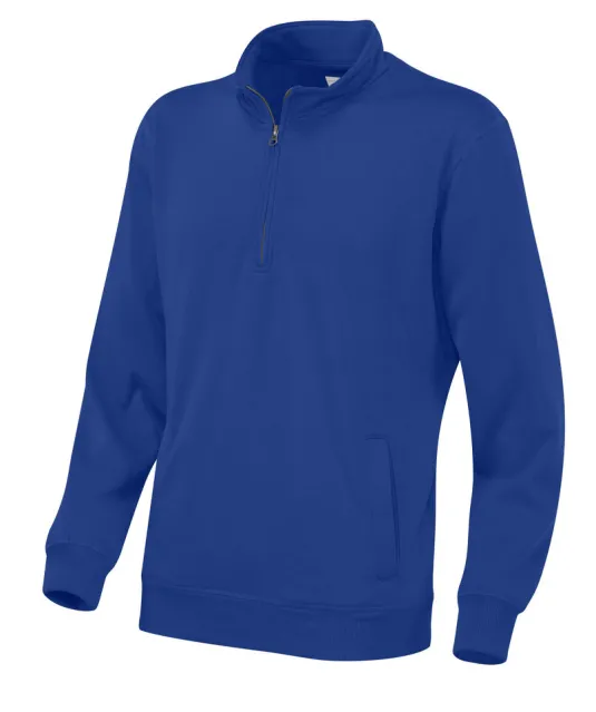 SWEATER HALF ZIP UNISEX - GOTS GECERTIFICEERD Blauw