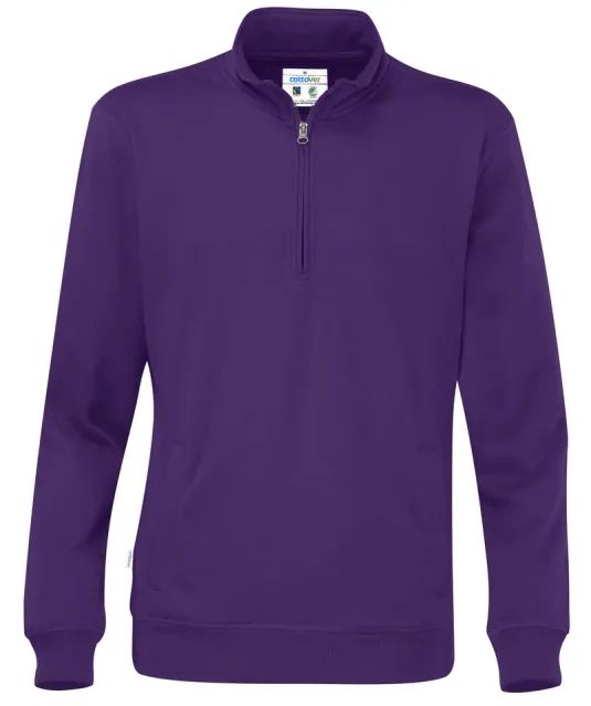 SWEATER HALF ZIP UNISEX - GOTS GECERTIFICEERD Paars