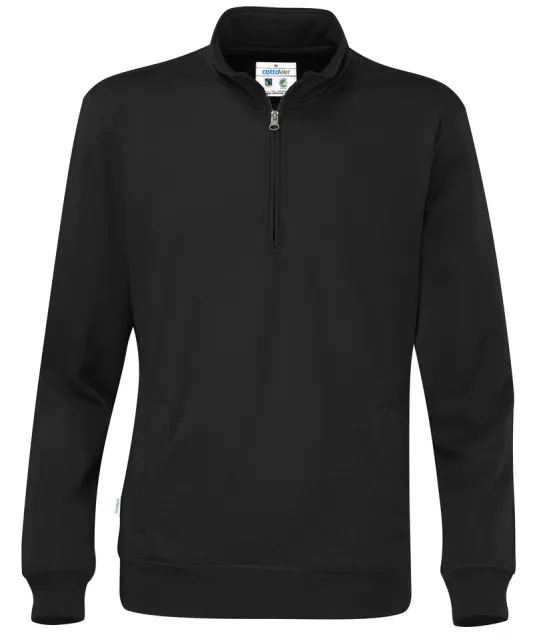 SWEATER HALF ZIP UNISEX - GOTS GECERTIFICEERD Zwart