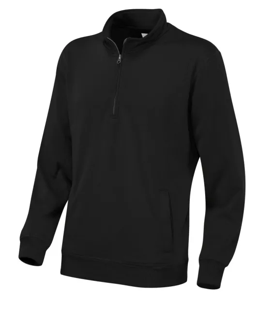 SWEATER HALF ZIP UNISEX - GOTS GECERTIFICEERD Zwart