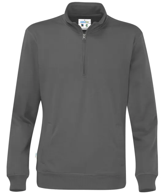 SWEATER HALF ZIP UNISEX - GOTS GECERTIFICEERD Antraciet