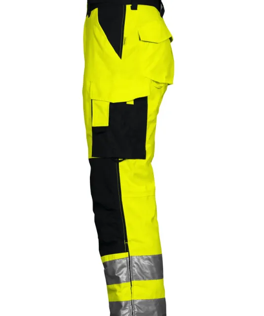 6514 GEVOERDE SIGNALISATIEREGENBROEK EN ISO 20471 KLASSE 2 Geel/zwart
