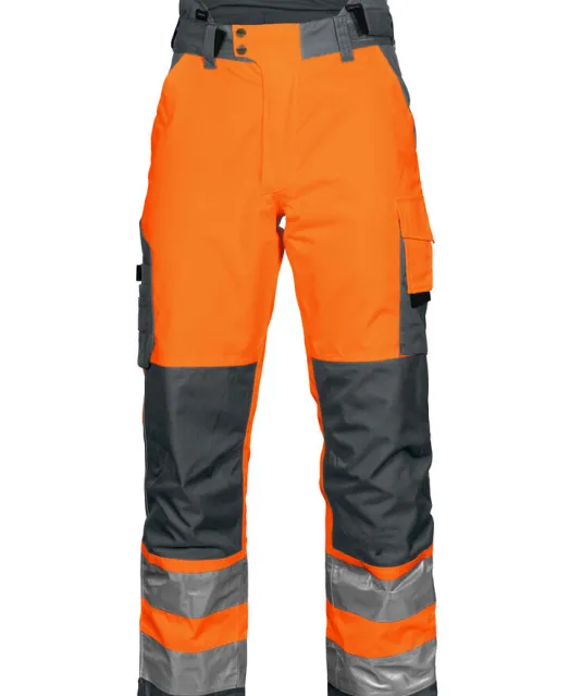 6514 GEVOERDE SIGNALISATIEREGENBROEK EN ISO 20471 KLASSE 2 Oranje/zwart