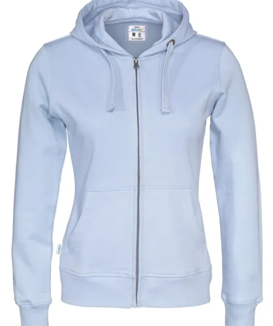 HOODIE FULL ZIP LADY - GOTS GECERTIFICEERD Lichtblauw