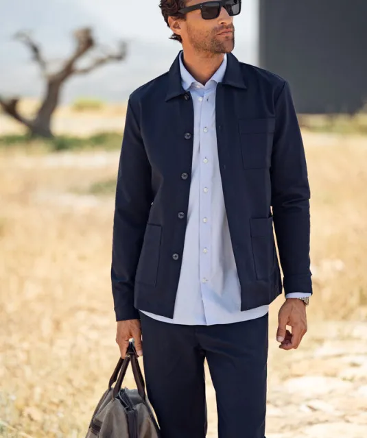 IB132 Interlock Knit Hemd Slim Fit Heren Wit