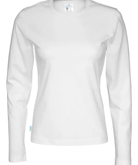 T-SHIRT LONG SLEEVE LADY - GOTS GECERTIFICEERD Wit