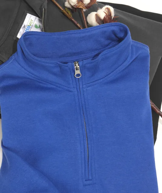 SWEATER HALF ZIP UNISEX - GOTS GECERTIFICEERD Blauw