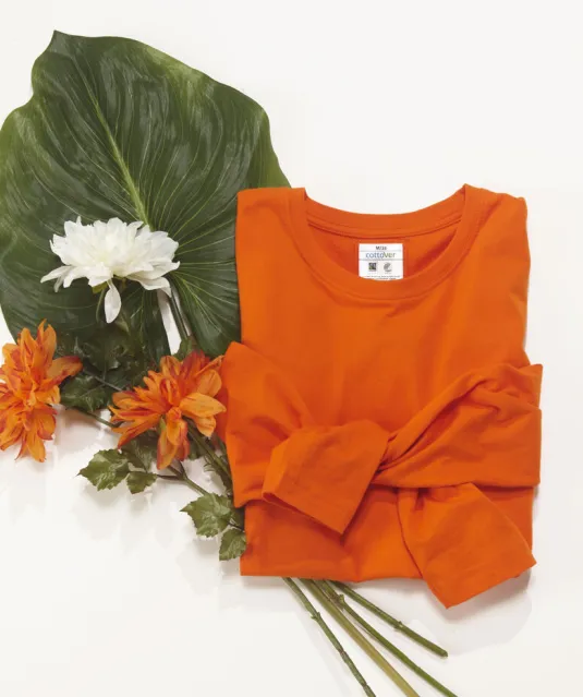 T-SHIRT LONG SLEEVE LADY - GOTS GECERTIFICEERD Oranje