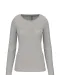 K3017 - Dames-t-shirt ronde hals lange mouwen Light grey heather
