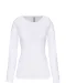 K3017 - Dames-t-shirt ronde hals lange mouwen White