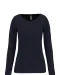 K3017 - Dames-t-shirt ronde hals lange mouwen Navy
