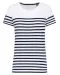 K3034 - Marine-t-shirt ronde hals Bio dames White / Navy Stripes