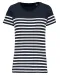 K3034 - Marine-t-shirt ronde hals Bio dames Navy / White Stripes