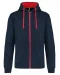 K466 - Herensweater met rits en capuchon in contrasterende kleur Navy / Red