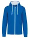 K466 - Herensweater met rits en capuchon in contrasterende kleur Light Royal Blue / White