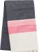 K134 - Gestreepte fouta Dark Grey / Tropical Pink Stripe