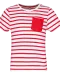 K379 - Gestreept T-shirt met zak en korte mouwen kids White / Red Stripe