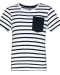 K379 - Gestreept T-shirt met zak en korte mouwen kids White / Navy Stripes