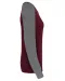 K492 - Tweekleurige damessweater French Terry BIO ronde hals raglanmouwen Wine Heather / Grey Heather