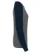 K492 - Tweekleurige damessweater French Terry BIO ronde hals raglanmouwen Grey Heather / Navy