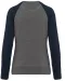 K492 - Tweekleurige damessweater French Terry BIO ronde hals raglanmouwen Grey Heather / Navy