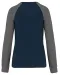 K492 - Tweekleurige damessweater French Terry BIO ronde hals raglanmouwen French Navy Heather / Grey Heather