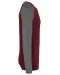 K491 - Tweekleurige herensweater BIO French Terry ronde hals raglanmouwen Wine Heather / Grey Heather