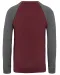 K491 - Tweekleurige herensweater BIO French Terry ronde hals raglanmouwen Wine Heather / Grey Heather