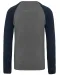 K491 - Tweekleurige herensweater BIO French Terry ronde hals raglanmouwen Grey Heather / Navy