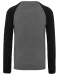 K491 - Tweekleurige herensweater BIO French Terry ronde hals raglanmouwen Grey Heather / Black