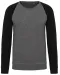 K491 - Tweekleurige herensweater BIO French Terry ronde hals raglanmouwen Grey Heather / Black