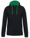 K446 - Sweater met contrasterende capuchon Black / Light Kelly Green