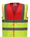 YHVW100 - Veiligheidshesje met 2 Banden & Bretels Red / Hi Vis Yellow