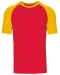 K330 - Baseball - Tweekleurig t-shirt Red / Yellow