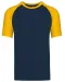 K330 - Baseball - Tweekleurig t-shirt Navy / Yellow