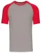 K330 - Baseball - Tweekleurig t-shirt Light Grey / Red